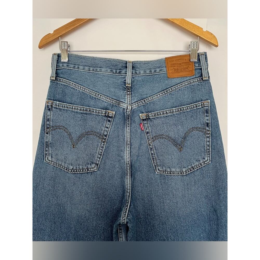 Levi’s Premium Denim Wide Leg High Waist High Loose Jean Distressed Size 29 Blue - Picture 6 of 16